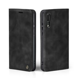 Handy Hülle für Huawei P20 Klapphülle Bookcase Flip Cover Handy Tasche Etui Farbe: Schwarz