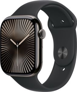 Apple Watch Series 10 GPS+ Cellular 46mm Slate Titanium Case with Black Sport Band