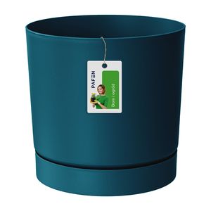Blumentopf Prosperplast Übertopf aus Kunststoff Blumenkübel mit Untersetzer Rund Blau 8 l
