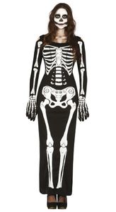 langes Skelett Kleid Kostüm für Damen Gr. M - L, Größe:L