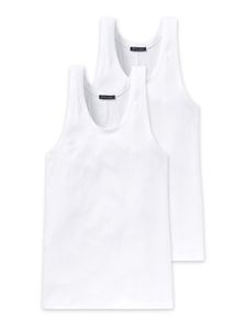 Schiesser Essentials Authentic Shirt Ohne Ärmel Doppelpack Uni Weiß 103401/100, Größe: Xl