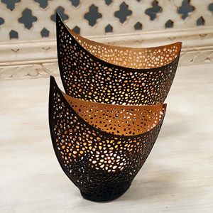 Casa Moro Orientalische Windlichter Set Kanja in Sichel-Form | 2 Vintage Teelichthalter marokkanischen Stil | WLS5047