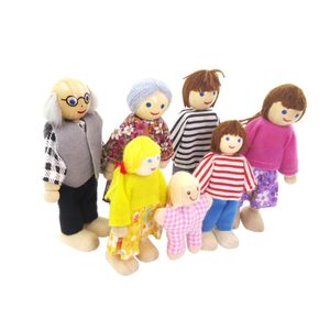 7-köpfige Puppenhaus Puppen, Puppenfamilien für Kinder Spiel Haus Geschenk Holz