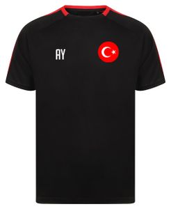 Trikot TÜRKEI Schwarz/Rot Gr. L Jersey Shirt T-Shirt mit Druck (Name, Nummer oder Initialen)