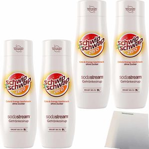 SodaStream schwip schwap zero Getränke-Sirup Cola&Orange ohne Zucker 4er Pack (4x0,44l Flasche) + usy Block