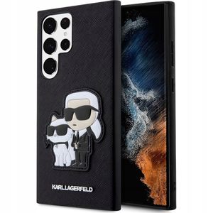 Karl Lagerfeld KLHCS23LSANKCPK hard silikonové pouzdro Samsung Galaxy S23 ULTRA 5G black Saffiano Karl & Choupette