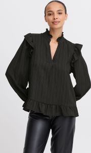 b.young BYJuliana Damen Bluse Blusenshirt Tunika mit V-Ausschnitt Rüsschen Regular fit