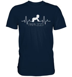Papa 2023 T-Shirt Werdender Vater Geschenkidee – Navy / L