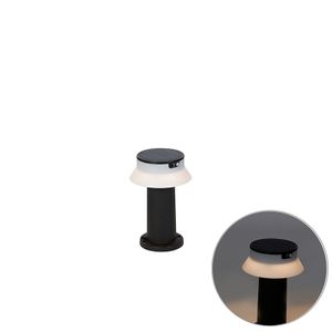 QAZQA - Modern Stehende Außenleuchte I Sockelleuchte schwarz inkl. LED und Dimmer IP55 Solar - Felice Dimmer I Dimmbar I Außenbeleuchtung - Kunststoff Länglich - I (nicht austauschbare) LED