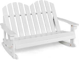 GOPLUS 2-Sitzer Adirondack Schaukelbank, Kinder Sitzbank mit Rückenlehne & Armlehnen, Terrassenmöbel mit Schaukelfunktion belastbar 100 kg (Schaukelbank, Weiß)