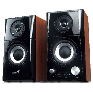Genius SP-HF 500 A PC-Lautsprechersystem, 2 Aktiv-Lautsprecher, 14 Watt RMS, Kopfhörer-Ausgang