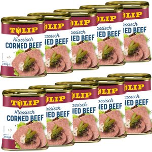 TULIP 10x340g Corned Beef Delikatesse in Konservendose Proteinquelle Rindfleisch
