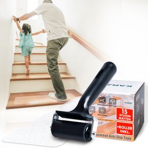 Antirutsch-Streifen für Treppen Henri 15er Set inkl. Montageroller Transparent 10 x 60 cm