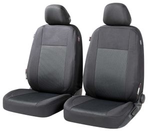 WALSER Premium Autositzbezüge Ardwell mit Reißverschluss, ZIPP-IT Schonbezüge, 2 Vordersitzbezüge schwarz/grau 11867