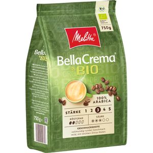 MELITTA Ganze Kaffeebohnen BellaCrema Bioqualität 750g weicher ausbalancierter Körper