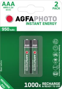 Přednabitá baterie AgfaPhoto AAA, 950 mAh 1,2 V, blistr 2 ks, nabíjecí