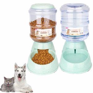 2X 3.8L Automatischer Feeder Futterautomat Haustiere Automatischer Futter Tränkesatz Futterautomat und Wasserspender für Hunde Katzen Haustiere Tiere (grün)