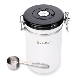 Schramm® Kaffeedose 1800 ml in 10 Farben mit Dosierlöffel Höhe: 19cm Kaffeedosen Kaffeebehälter aus Edelstahl , Farbe:weiß  matt