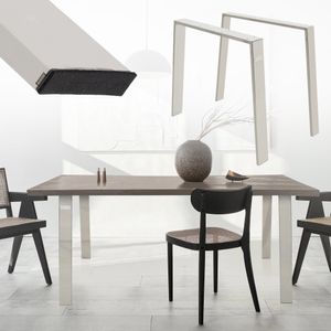 ML-Design 2x Tischbeine Loft, 90x72 cm, Profil 8x2 cm, Silber, aus Stahl