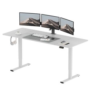 SANODESK Elektrischer Höhenverstellbarer Schreibtisch 200 x 80 cm, Ergonomischer Tischplatte, Steh-Sitz Tisch Computertisch, einfache Montage (weiß)