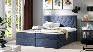 Americká dvojlůžková postel 200x200 SENCE 1 - modrá + topper
