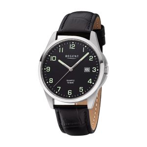 Regent Leder Herren Uhr F-1227 Analog Armbanduhr schwarz Lederarmband D2URF1227