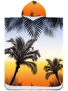 Badeponcho Bademantel mit Sonnenaufgang Muster Damen Herren 145x80 cm Badetuch mit Kapuze Surf Poncho Mikrofaser Kuschelig Schnelltrocken