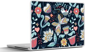MuchoWow® Laptop Aufkleber Sticker Cover Schmetterling - Vogel - Blume - Muster 30x22 cm - Laptop-Sticker