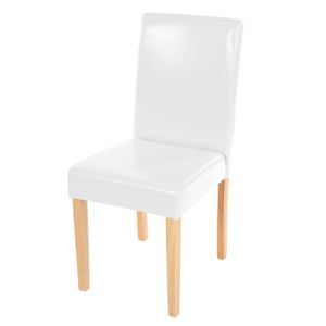 Esszimmerstuhl Littau, Küchenstuhl Stuhl, Leder  weiß, helle Beine
