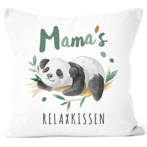 Kissen-Bezug Spruch Mama/Papas Relaxkissen Panda Geschenke für Eltern Dekokissen SpecialMe® Mama weiß 40cm x 40cm