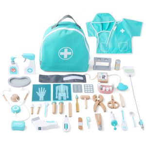 UMU® Deluxe Kinderarztkoffer aus Holz 36 STK - Medizinisches Rollenspielset für Kinder ab 2, 3, 4 und 5 Jahren