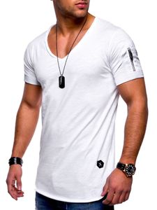 SOULSTAR Herren T-Shirt BHKNINB Herren Basic Kurzarm V-Neck Oversized Shirt V-Ausschnitt Zipper