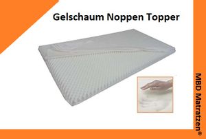 Orthopädischer Gelschaum Topper  - 180 x 200 cm  mit Noppen  H 2,5 soft - Höhe ca. 6 cm (Kern ca. 5 cm) Raumgewicht 65 Kg/m³