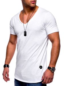 Herren Kurzarm T-Shirt Mit V-Ausschnitt Lässiges T-Shirt Sommerhemd,Farbe: Weiß,Größe:M