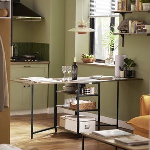 SoBuy FWT62-N klappbarer Esszimmertisch mit 3 Ablagen Klapptisch Küchentisch Holztisch Industrie-Design BHT ca.: 180x77x60cm