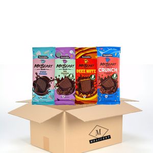 Mr Beast Feastables Bar Set Crunch Original Chocolate Deez Nutz Milk Chocolate 4 Stück 4x60g (240g) by MBAccent + MBAccent Versandschutzpackung