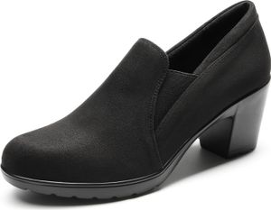 DREAM PAIRS Damen-Kleidschuhe Pumps mit niedrigem Blockabsatz Oxfords, Farbe: Schwarz Suede, Größe:37