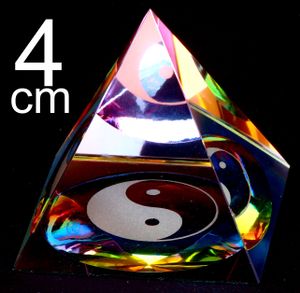 100- ying yang Pyramide 4 cm bunt aus Kristallglas Feng Shui Kristall Glas