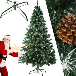Umelý vianočný stromček so šiškami a kovovým stojanom 180 cm - zelený
