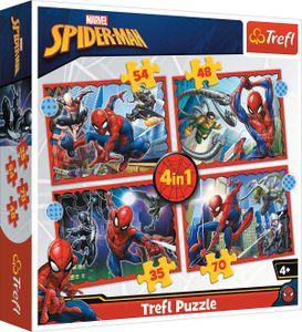 Trefl Spiele & Puzzle 4 in 1 Puzzle The Heroic Spider-Man - Disney Marvel Spiderman, 35/48/54/70 Teile Puzzle Puzzle Kinder PB22