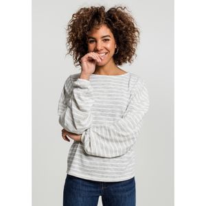 Urban Classics Damen Pullover Ladies Oversize Stripe Pullover Grey/White-XS
