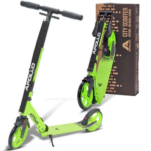 Apollo Artemis City Roller - Höhenverstellbarer Scooter für Kinder, Teens und Erwachsene, Tretroller mit großen Rädern, Cityroller, handlich, klappbarer Scooter für Kinder ab 6 Jahre - grün