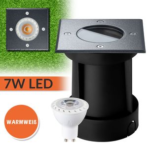7W LED Bodeneinbaustrahler Set Anthrazit / Grau DB703 Eisenglimmer - eckig – Außen IP67- Bodeneinbauleuchte Bodenleuchte