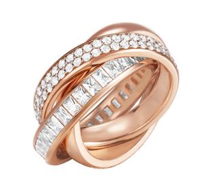 Esprit Damen Ring Edelstahl Rosé Tridelia Zirkonia ESRG02258C1, Ringgröße:57 (18.1 mm Ø)