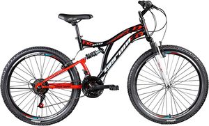 Geroni FXC 100 Mountainbike Fully ab 130-145 cm MTB für Jungen und Mädchen 21 Gang Fahrrad 24 Zoll mit V Brakes, Jugendfahrrad, Mountain Bike Vollgefedert  - Rot