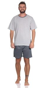 Herren Pyjama Short und Tshirt Schlafanzug Nachthemd, Grau/M