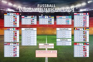 Fussball EM Planer 2024 Europameisterschaft - Größe 91,5x61 cm - gefaltet