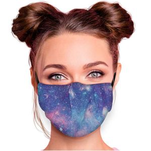 Mundschutz Nasenschutz Behelfs – Maske, waschbar, Filterfach, verstellbar, Motiv Galaxie Sterne multicolor