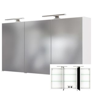 Badezimmer Spiegelschrank mit Doppel-LED-Beleuchtung FLORIDO-03 in weiß B x H x T 120 x 64 x 20 cm