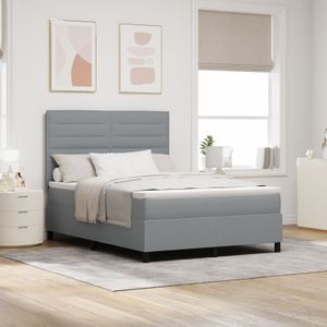 vidaXL Boxspring posteľ s matracom a LED Light Grey 140x200 cm Látka